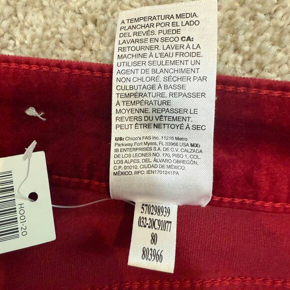 Chico's 3R velvet fly front stretch Jeggings pants P 2404 - Picture 9 of 12